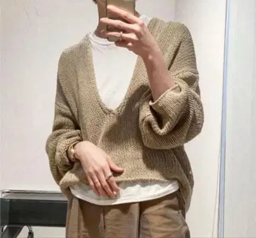 TODAYFUL U넥 핸드 니트 베이지