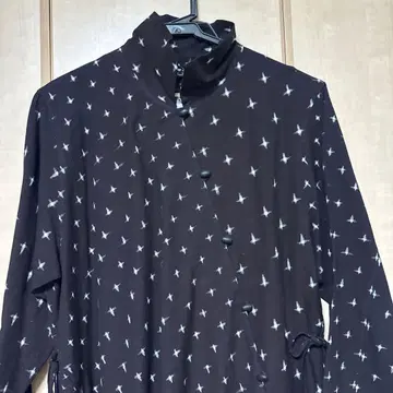 별 패턴 블랙 긴팔 롱 원피스 벨트 포함