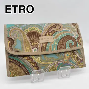 새상품급 ETRO 에트로 나일론 페이즐리 무늬 멀티 컬러 장지갑 파우치