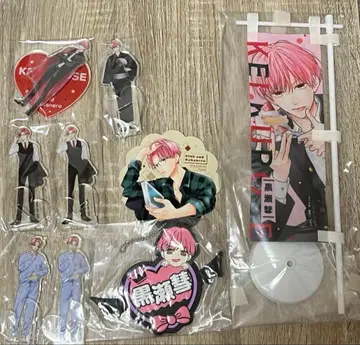 핑크와 하바네로 아크릴 스탠드 러버 마스코트 탁상 미니 깃발 쿠로세 스이