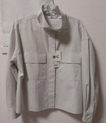 미사용 새상품 코튼 스탠드 카라 셔츠 자켓 xs