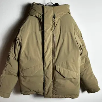 BEAMS 발수 나일론 다운 자켓 베이지 다운 90% 방수 지퍼