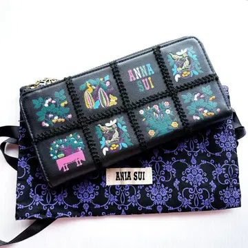 [ 새상품급 ] ANNA SUI 안나수이 블룸 L자 지퍼 장지갑 블랙