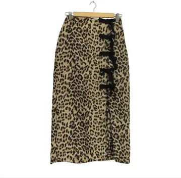 고스펠 GHOSPELL 레오파드 무늬 타이트 스커트 리본 포함 S 사이즈