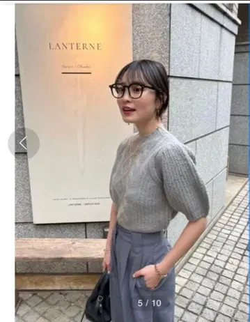 [ 미사용 새상품 택 포함 ] neam 하프 슬리브 케이블 니트 그레이