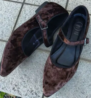 새상품급 벨로아 브라운 메리 제인 스틸레토 펌프스 [ 36 ]