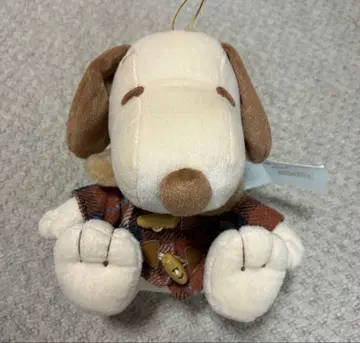 스누피 봉제 인형 더플 코트 체크 무늬