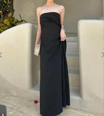 anluans 블랙 스트랩 롱 원피스