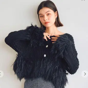 코코딜 프린지 가디건 블랙