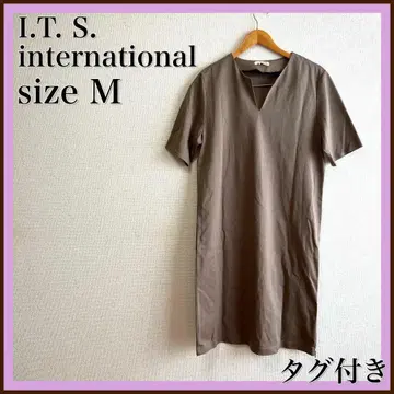 택 포함 하자품 대특가 잇츠 인터내셔널 원피스 롱 기장 브라운