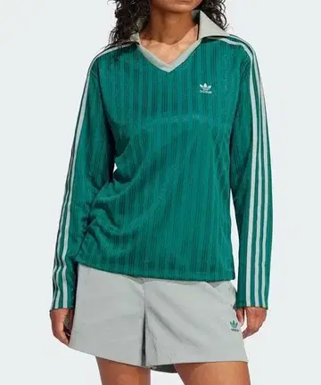 아디다스 풋볼 자카드 V넥 긴팔 피케 셔츠