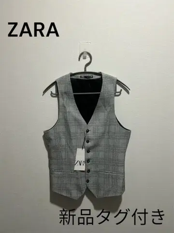 [택 포함 새상품] ZARA 그레이 체크 베스트