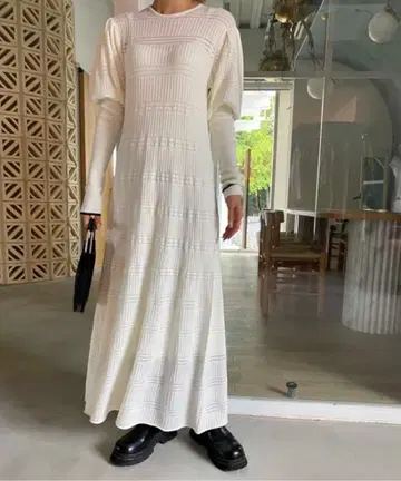 AMERI 2WAY 퍼프 슬리브 니트 드레스 니트 원피스