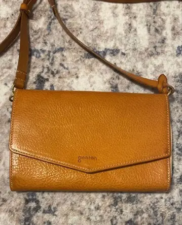 genten 장지갑 브라운 가죽 지갑 카멜 숄더