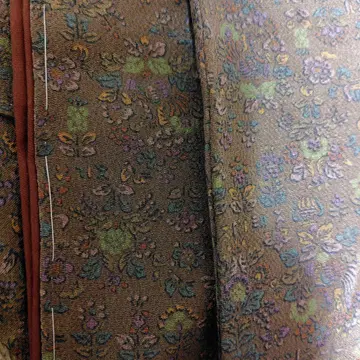 순수 실크 미사용품 크레이프 원단 꽃 새 무늬 사라사