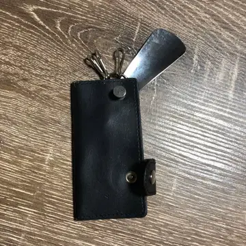 블랙 가죽 키케이스