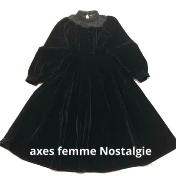 새상품급 axesfemme Nostalgie 벨로아 레이스 원피스 블랙