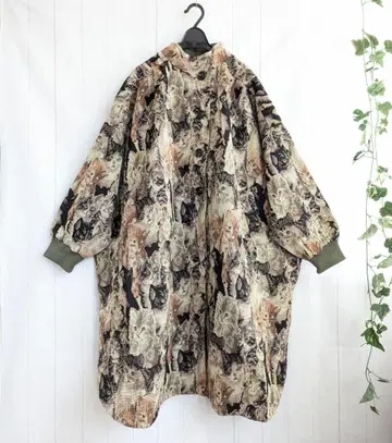 택 포함 [ melange ] 고양이 패턴 고블랑 오버 사이즈 롱 코트