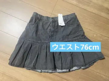 PUNYUS 플리츠 헴 데님 스커트 사이즈 3