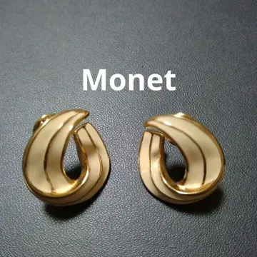 MONET 모네 빈티지 에나멜 크림색 귀찌