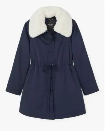 Kate spade 네이비 퍼 달린 코트 허리 조절 가능