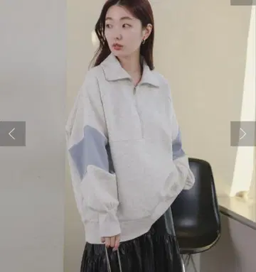 Kastane [ 속기모 ] 하프 ZIP 웨이브 맨투맨