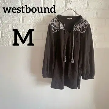 [westbound] M 긴팔 튜닉 블랙 자수 태슬 포함 코드 끈