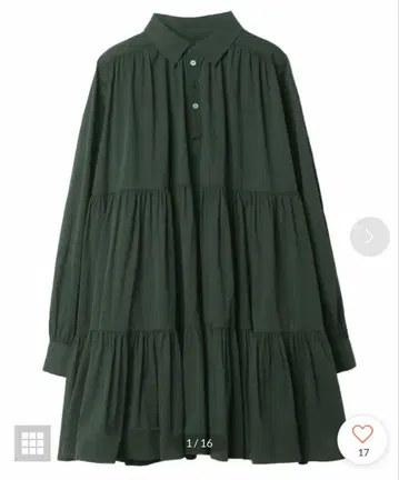 eimy 볼륨 티어드 미니 원피스 다크 그린