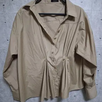 nuans 베이지 브라운 탑 개더 셔츠