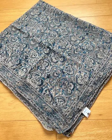 bunai x tone 보타니컬 블록 프린트 카디 스톨 indigo