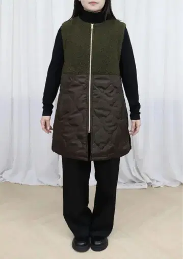 matute 소매 탈부착 가능한 2way 코트 퀼팅 보아 롱 코트