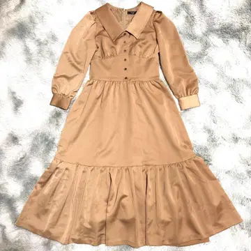 스윙글/swingle 새틴 터치 롱 플레어 원피스 M 일본제