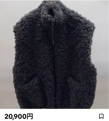 Mal. 차콜 집업 푸들 퍼 베스트