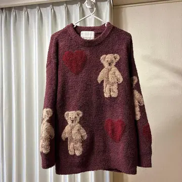 gelato pique 베어 하트 자카드 풀오버 레드 홀리데이