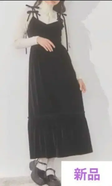 merry jenny 리본리본 벨로아 원피스 블랙