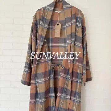 택 포함 새상품 선밸리 체크 무늬 린넨 혼방 셔츠 가디건 겉옷