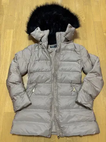 ZARA 세미롱 다운 자켓 M 골든 브라운