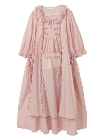 핑크하우스 로운 탭 도트 프린트 원피스 핑크