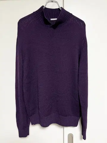 고품질 이탈리아제 Cruciani 50 울 하이넥 니트 퍼플