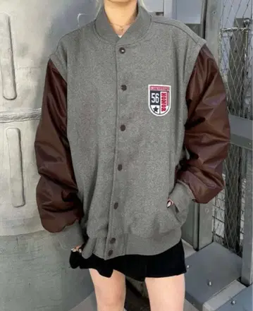 Sedacle 오버 사이즈 2way 바시티 자켓