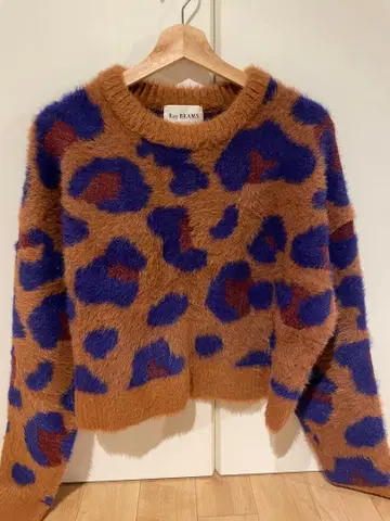 Ray BEAMS 레오파드 무늬 긴팔 스웨터