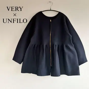 VERY x UNFILO 콜라보 2WAY 페플럼 가디건 네이비