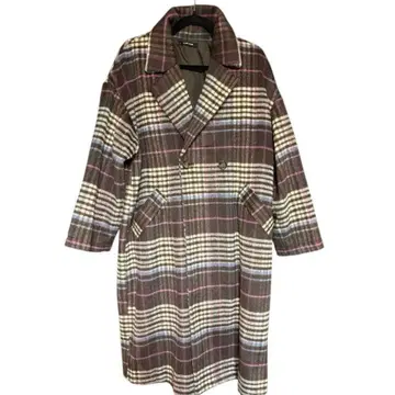 AS KNOW AS PINKY 체크 무늬 체스터 코트 브라운