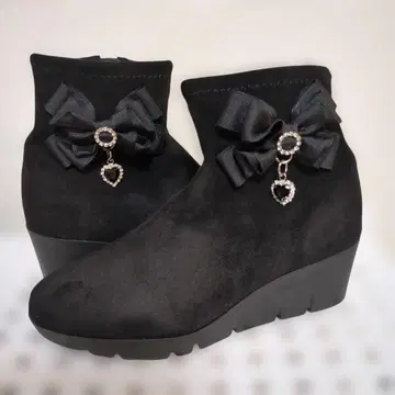 누벨 바그 릴랙스 스트레치 부츠 리본 포함 블랙 22.5cm