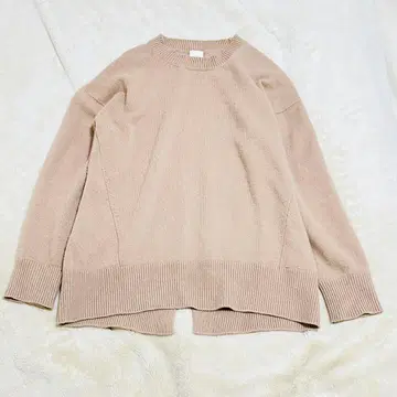 새상품급 Spick&Span 울 캐시미어 슬릿 크루넥 오버 니트