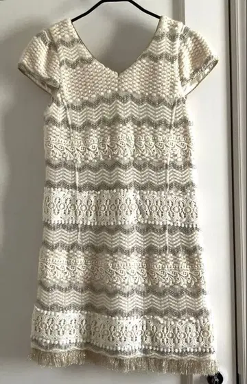 랭귀지 language 아이보리 레이스 반팔 미니 원피스 드레스