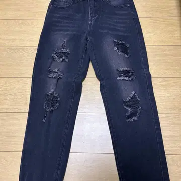 데미지 데님 팬츠 다크 블루