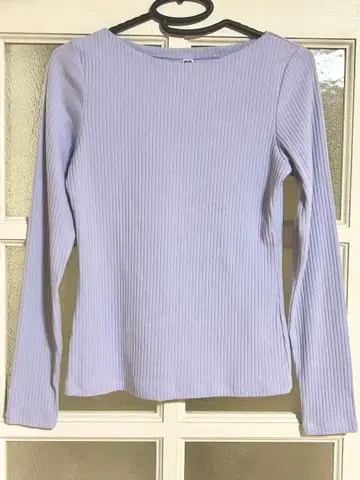 연보라 리브 긴팔 상의