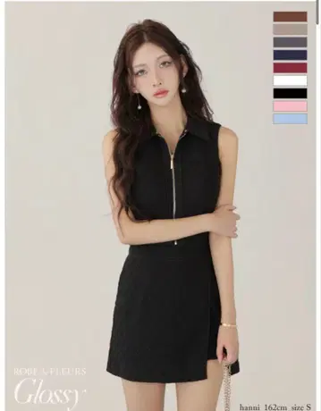 Robe de Fleurs 블랙 슬리브리스 드레스