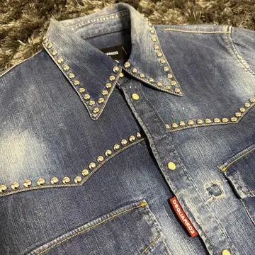 Dsquared2 스터드 데님 셔츠 46